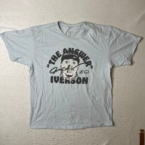 Reebok Allen Iverson Graphic T-Shirt Mens Large Light Blue The Answer Basketball